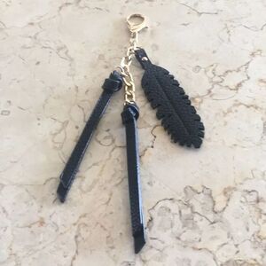 Black Leather Feather Purse Attachment